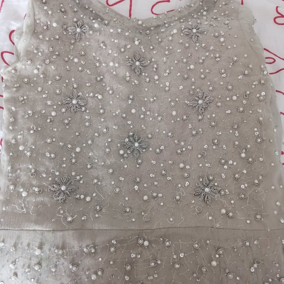 Hand Sewn Delicate Beaded Dress Long Sleeve Size Small - Picture 5 of 11